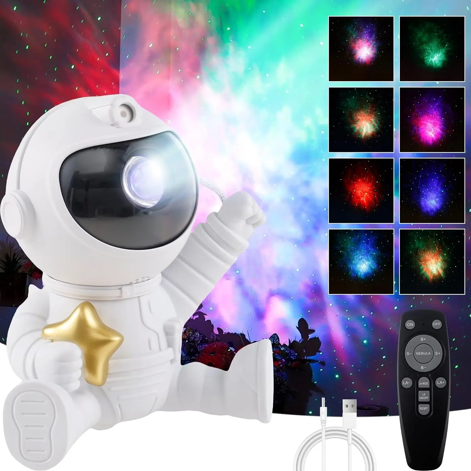 Astronaut Projector Night Lamp LED Galaxy Stars Sky Space Projector RGB Ambient Light For Room Decoration Children Gift