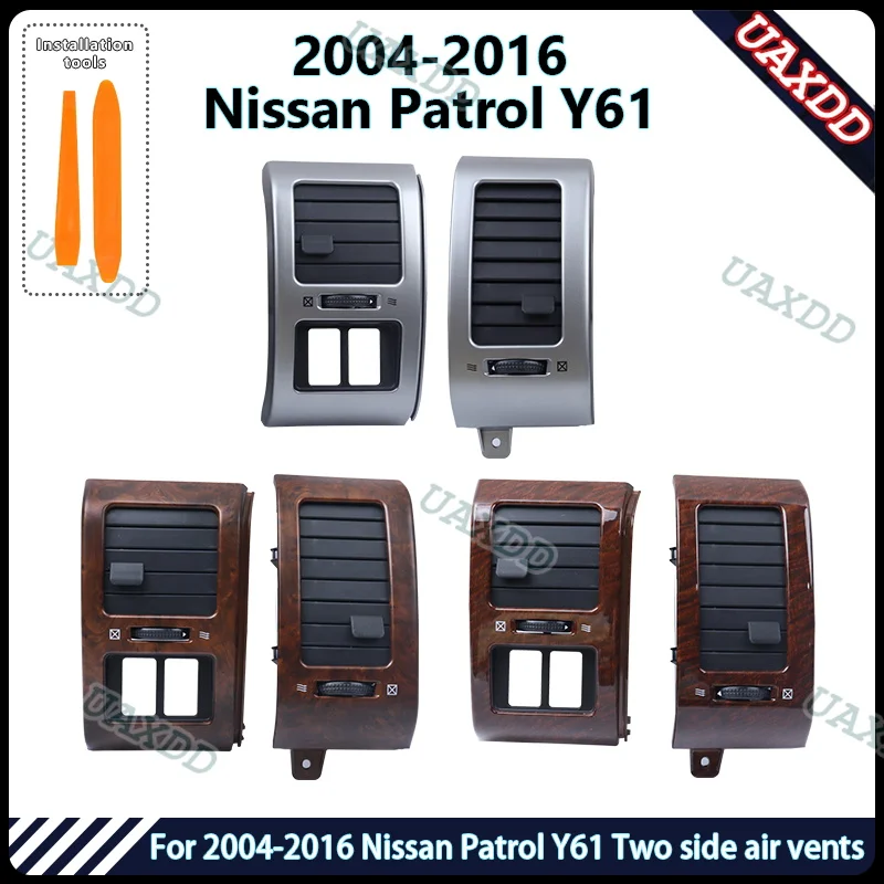 

For 2004-2016 Nissan Patrol Y61 Car Conditioning Interior AC Accessories A/C Air Vent Grille Dashboard Panel Outlet Cover 2 Din