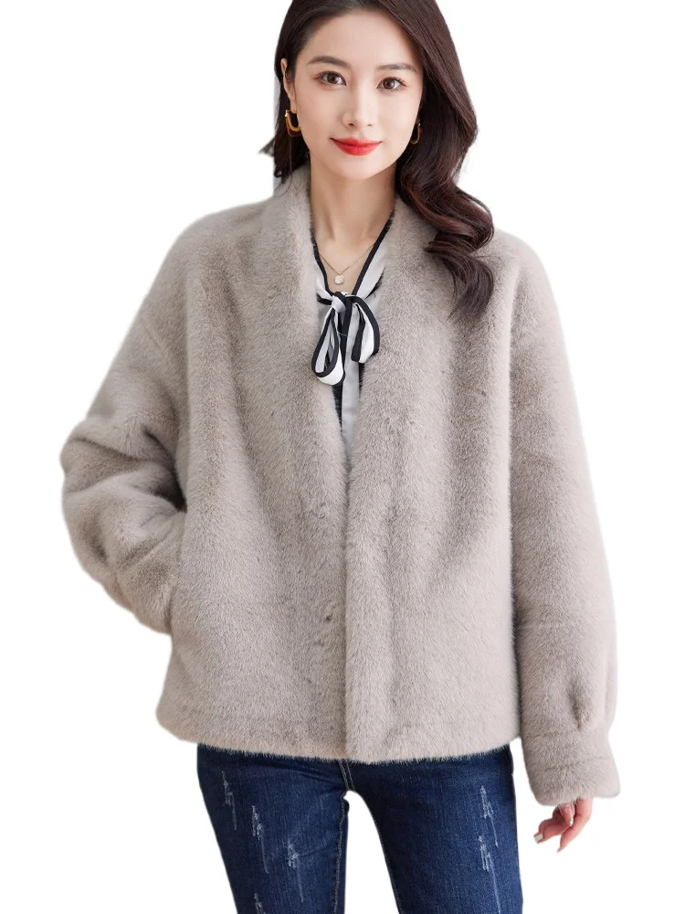 Eco-friendly fur, fur and fur integrated winter new furry explosion short mink jacket high-end sense