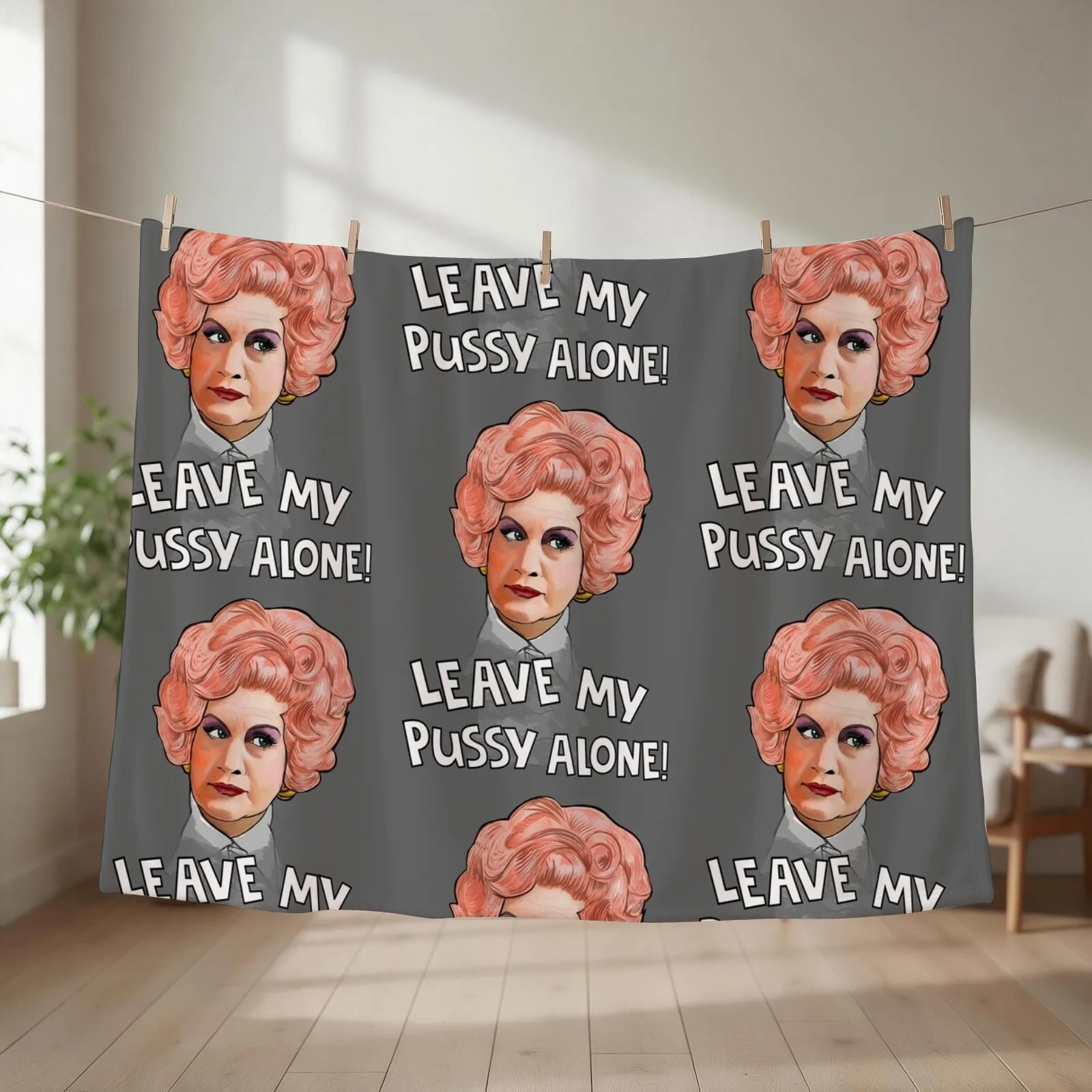 Mrs Slocombe - leave my pussy alone! Throw Blanket couch cozy soft plush fuzzy picnic outdoor blanket