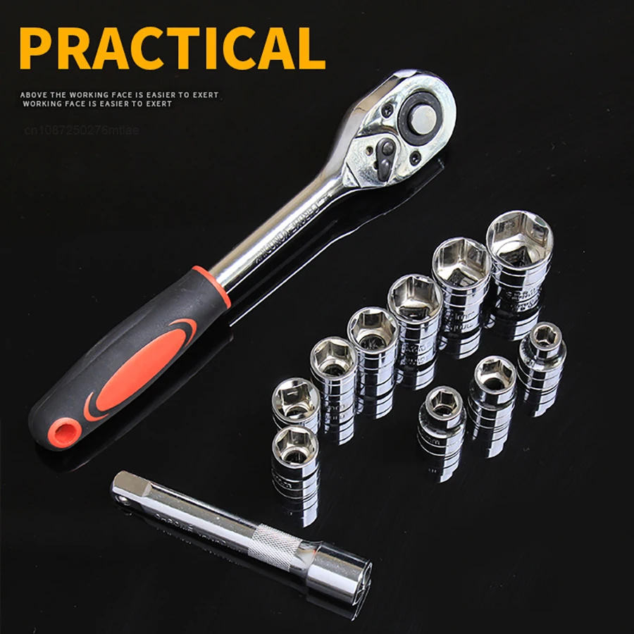 Wrench Socket Set With Extension Rod Hardware Car Boat Motorcycle Bicycle Repairing Tool Auto Repair Tools Short Socket Ratchet