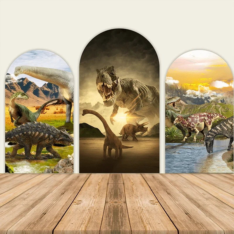 Jurassic Park Dinosaur Boys Birthday Arch Backdrop Cover Double Sided Fabric Baby Shower Party Decorations