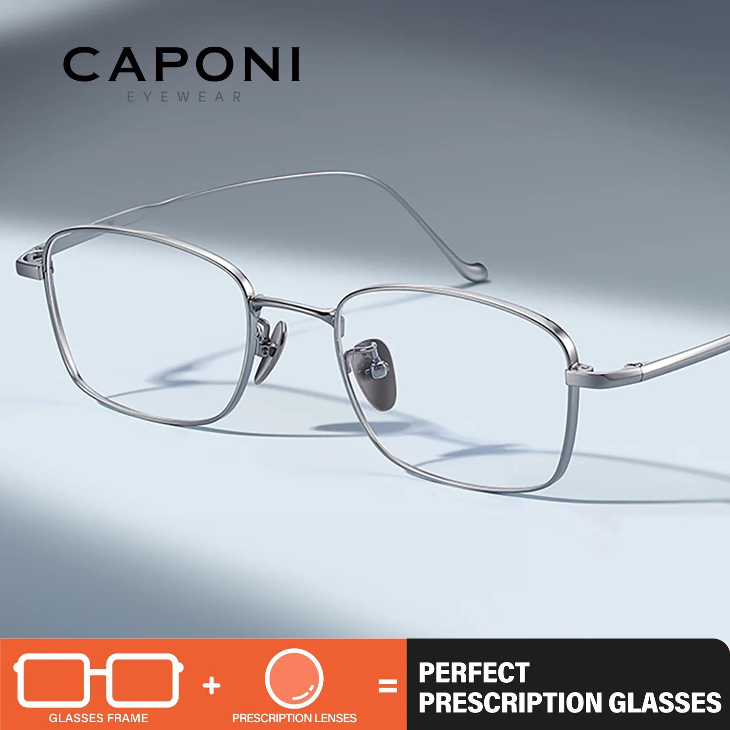 CAPONI Prescription Man Eye Glasses Pure Titanium Computer Myopia Glasses Business Male Anti Blue Ray Optical Eyeglasses PJ35501