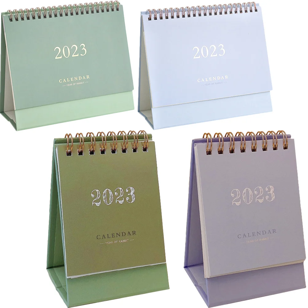 

4Pcs Desktop Calendar 2023 Paper Table Calendar Standing Home Monthly Planner Home Decor Desk Decor