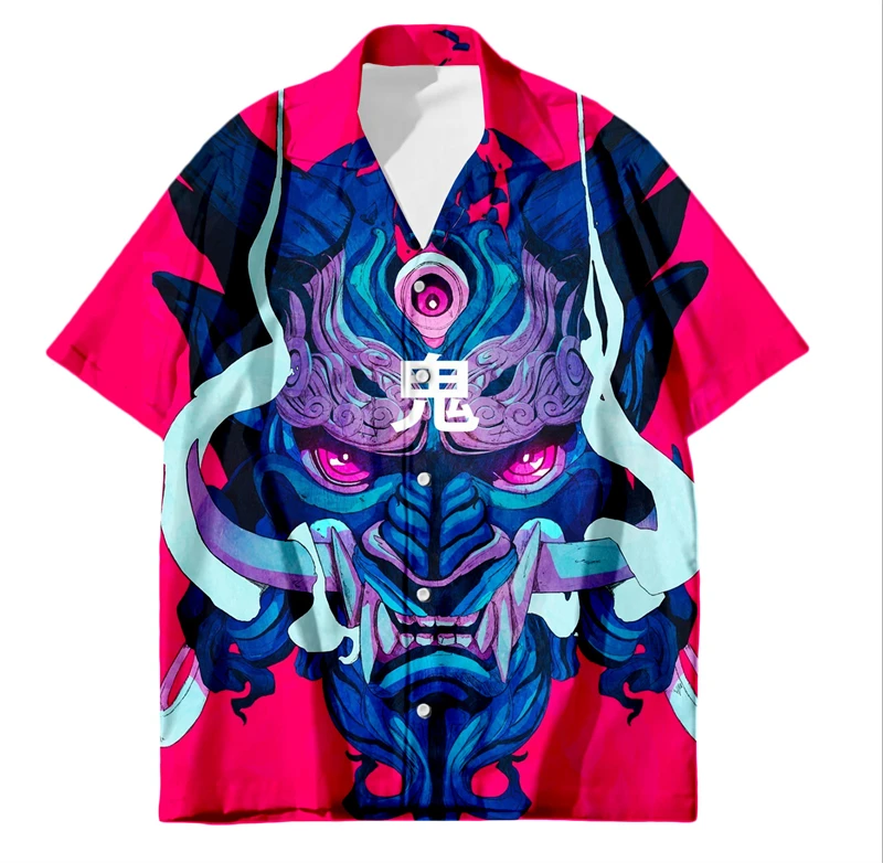 Trendy Samurai Graphic Hawaiian Shirts For Men Summer Fashion Short Sleeve 3D Printed Shirt Loose Streetwear Harajuku Blouses