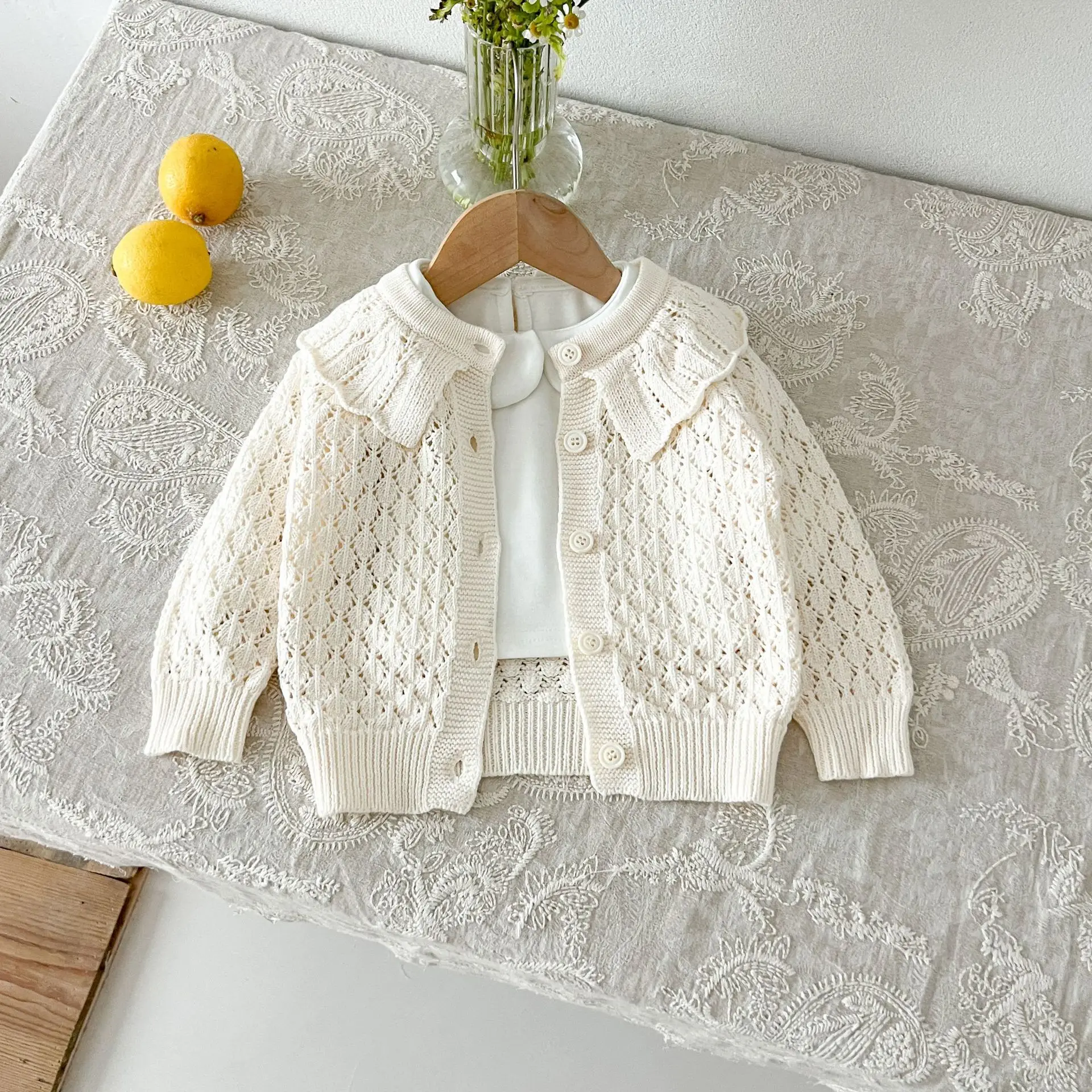 Autumn Infant Girls Sweaters Cotton Knitted Solid Long Sleeve Versatile Baby Girls Coat Long Sleeve Toddler Girls Knitwears