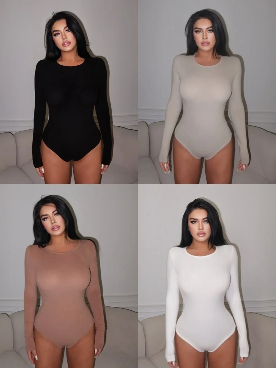 

LA PINKY mat Kardaian Color round Ne Slim Fit Long Sve Onesie Base Layer T Women's High Waist ort Pants