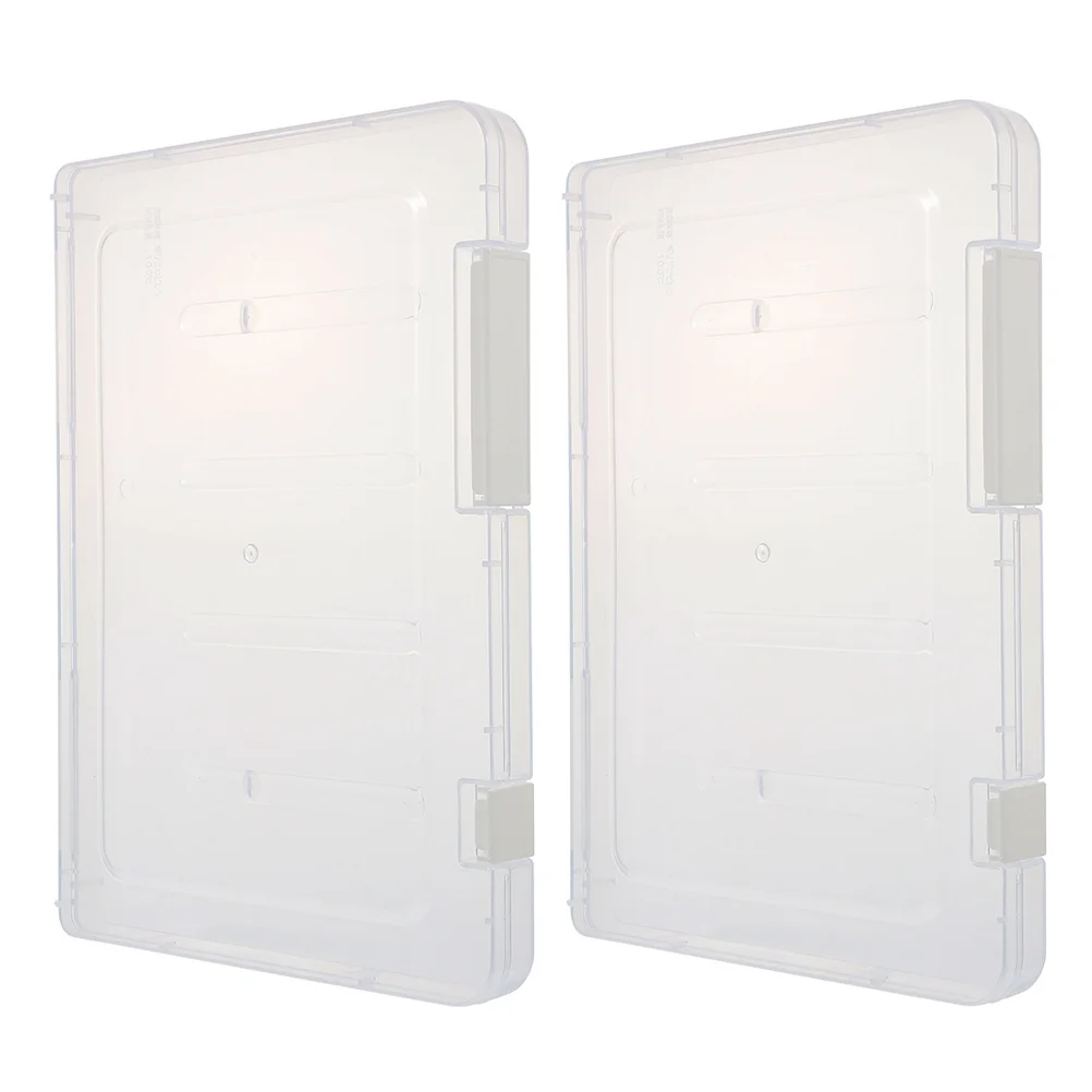 

2pcs A5 Plastic File Storage Box Waterproof Clear Document Organizer With Lid For Office School Home Portable File Container Pp