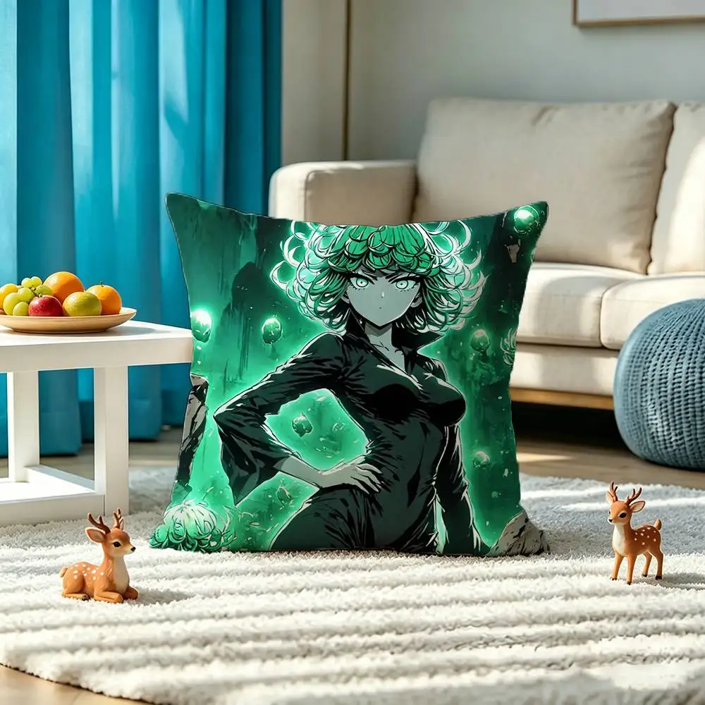 One Punch Man Tatsumaki Pillow Case Square Double-Sided Sofa Cushion Cover Bedroom Bedside Pillow