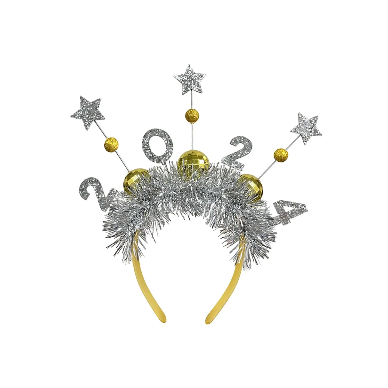 2024 New Year Headband Glitter Star Decoration Hair Hoop for Women Girls