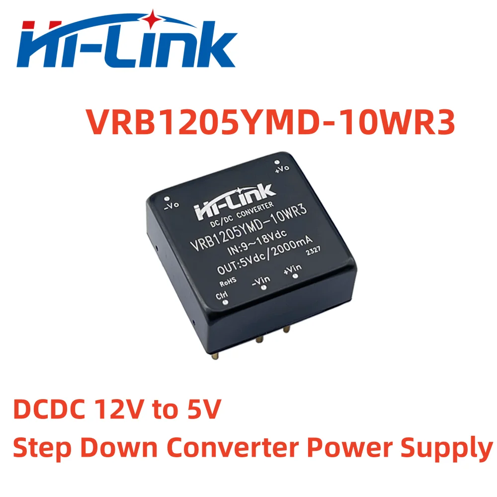 

Free Shipping 10pcs/Lot DC Isolated Module 9-18V Input 5V 2000mA Output DCDC VRB1205YMD-10WR3 Step Down Converter Power Supply