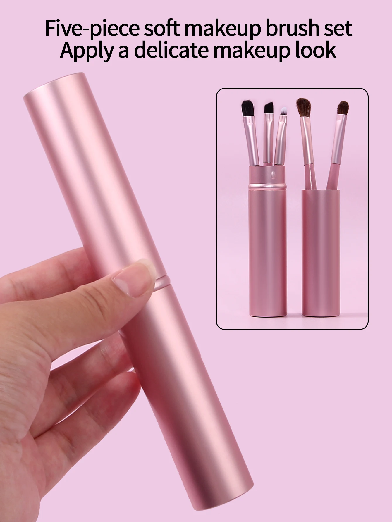 6 ชิ้นเริ่มต้นเครื่องมือแต่งหน้าตา, ชุดแปรงแต่งหน้า, แปรงอายแชโดว์ขนม้านุ่ม, แปรงรอยเปื้อน, แปรงอายไลเนอร์พร้อมหลอดเก็บ