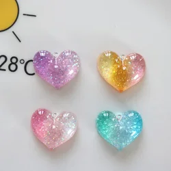 10PCS Gradient 20x16mm Heart Flat Back Charms For Earrings Bracelet Hairpin DIY Jewelry Gift Pendants Decoration Accessories