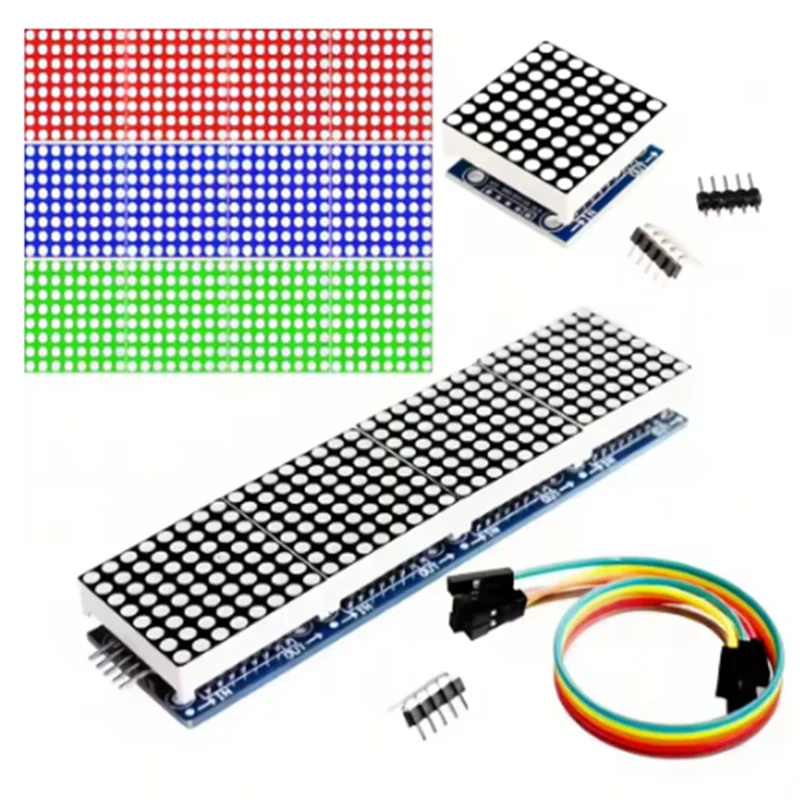 Módulo de Matriz de Puntos MAX7219 32x8 4 en 1, Módulos de Pantalla LED con Cables de 5 Pines para Arduino Raspberry Pi