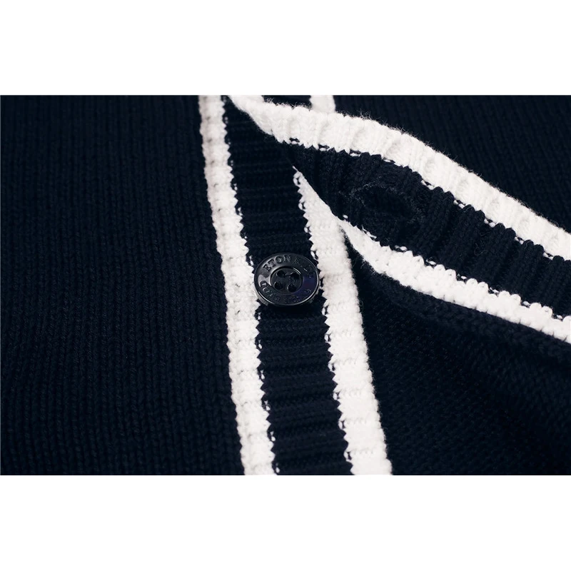 England Style Knitted Sweater for Teenage Boys Girls Single Breasted Navy Blue Long Sleeve Cardigans School Uniform Coats New