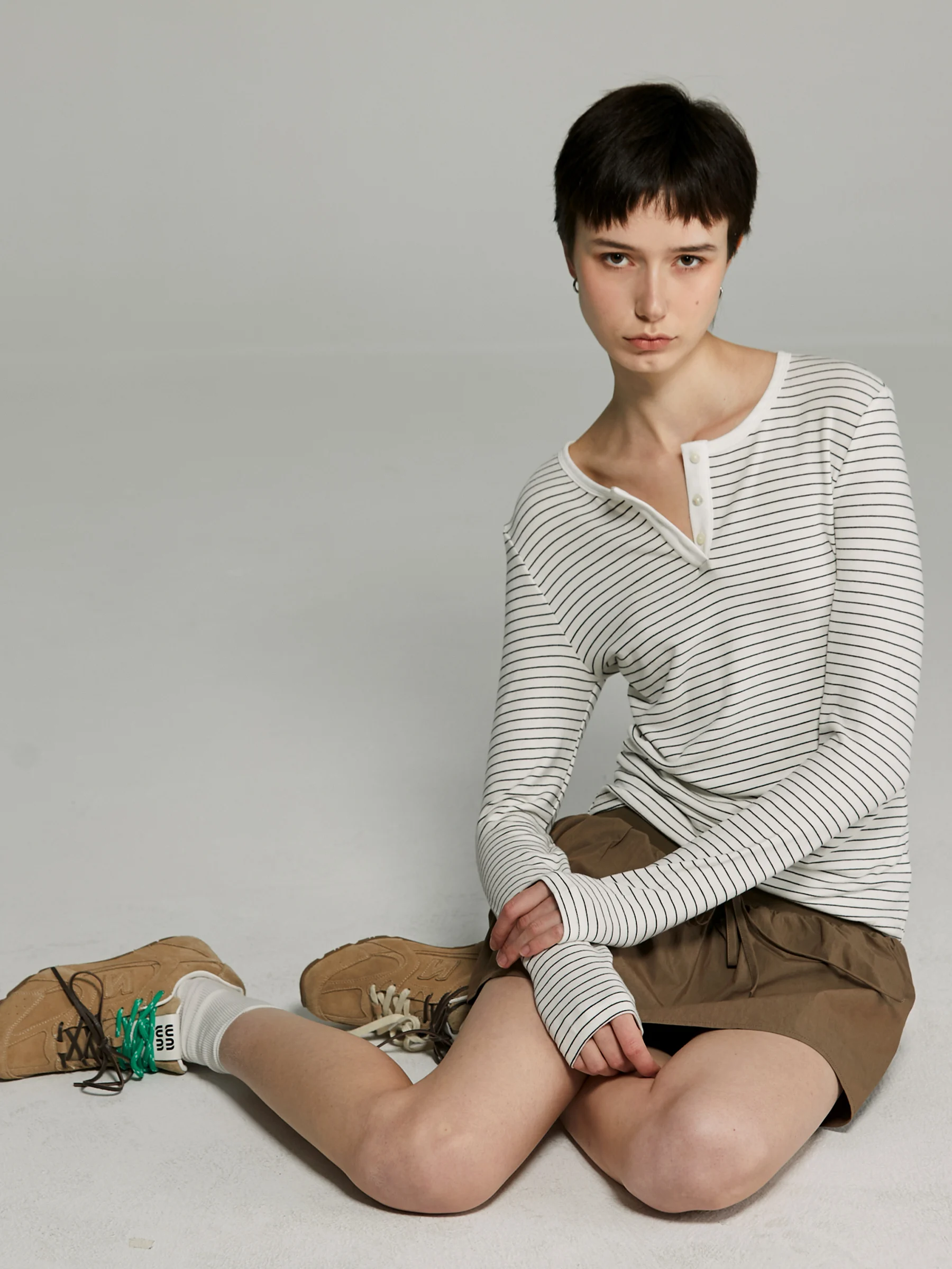 

Круглая футболка в полоску в стиле ретро Ne f Open Ne Long Sve, приятная для кожи, дышащая, прохладная, базовый слой, универсальная, длинная...