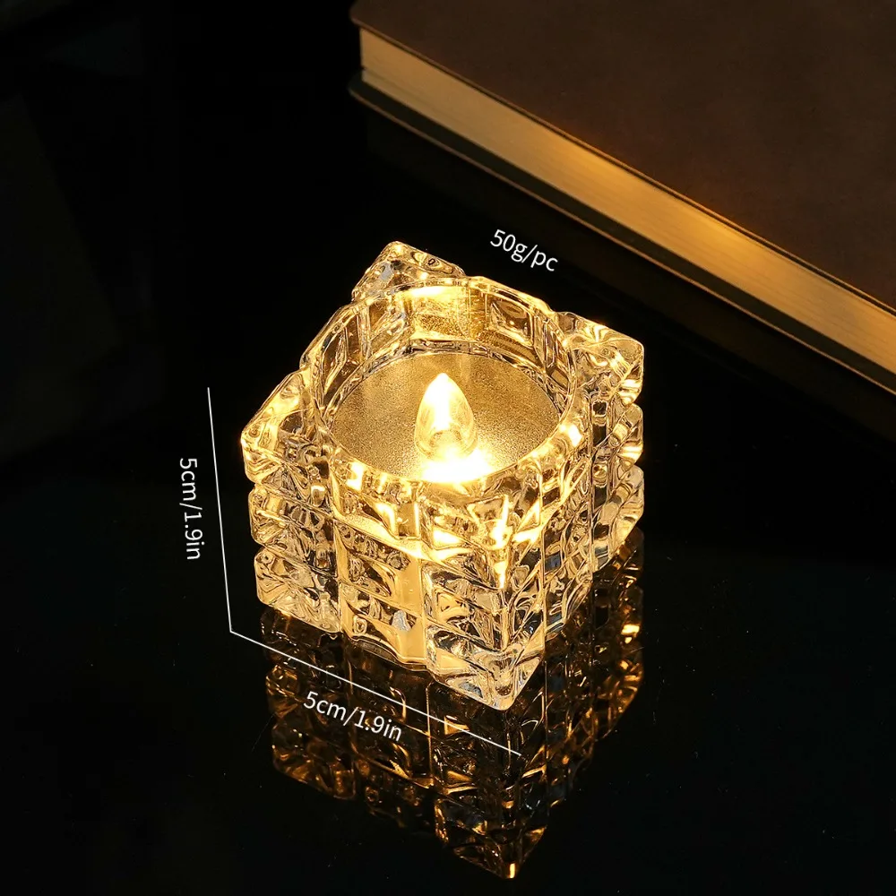 Transparent Flameless LED Candle Romance Warm Yellow TeaLight Candle Smokeless Realistic Flame Night Lamp Home Holiday