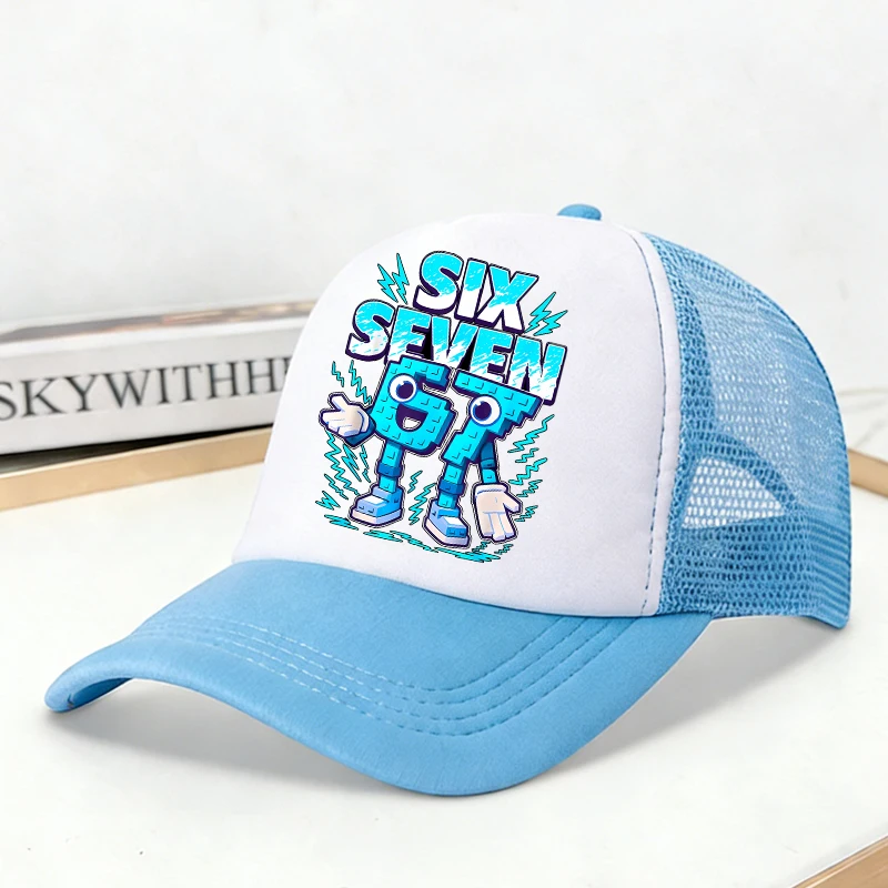 

Бейсболки Steal A Brainrot Mesh с мультяшным принтом 67 Six Seven для взрослых и детей, спортивные кепки для мальчиков и девочек, летние уличные солнцезащитные кепки с козырьком