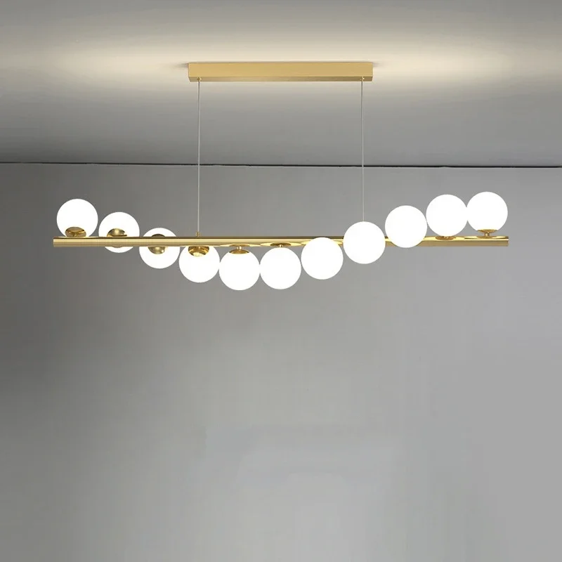 Modern Lustre Hanging Chandelier Light Fixture Nordic Glass Ball Pendant Lamp for Dining Room Kitchen Home Decor