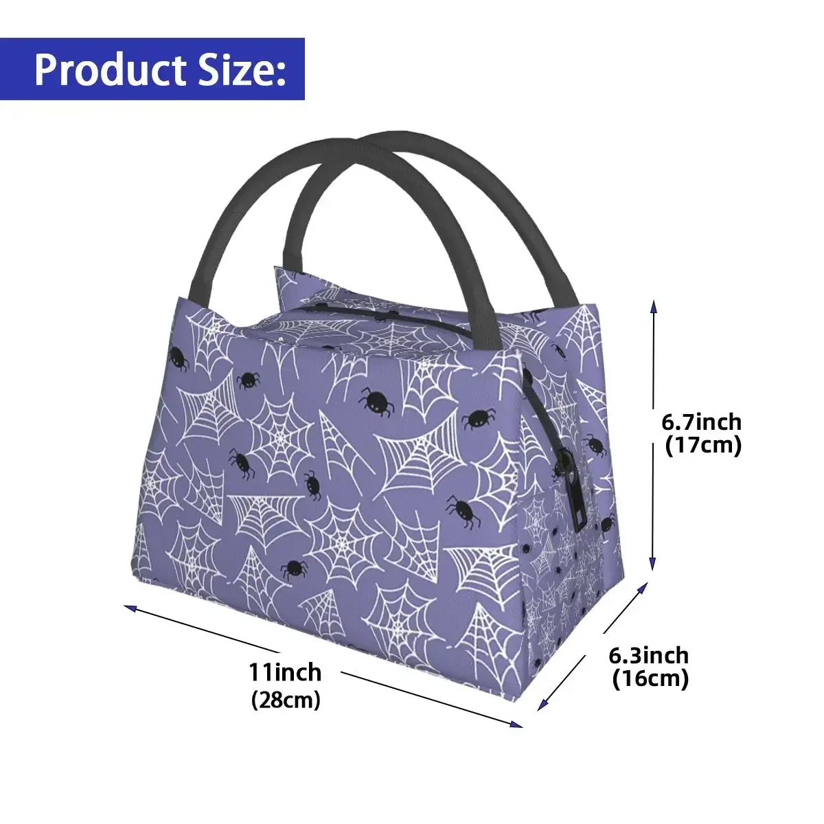 Halloween Black Cat Spider Gothic Witch Insulated Lunch Bag for Women Kids Leakproof Food Boxes Thermal Lunch Box Tote