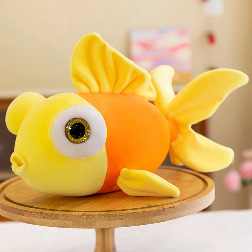 35CM New Cute Goldfish Plush Toy Big Eyes Bubble Toot Beak Simulation Fish Sleeping Doll Children\'s Birthday Christmas Gift