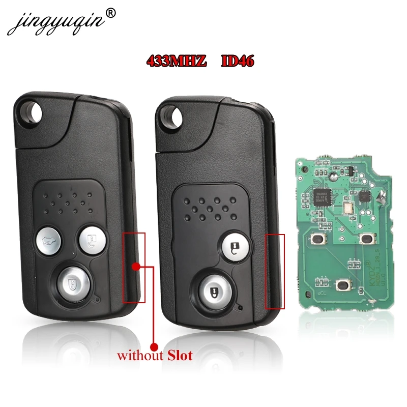 Jingyuqin 2/3 Bottoni Chiave A Distanza Fob 433MHZ ID46 Chip Per Honda CRV Accord Civic Odyssey Intelligente Intelligente Keyless di Controllo di