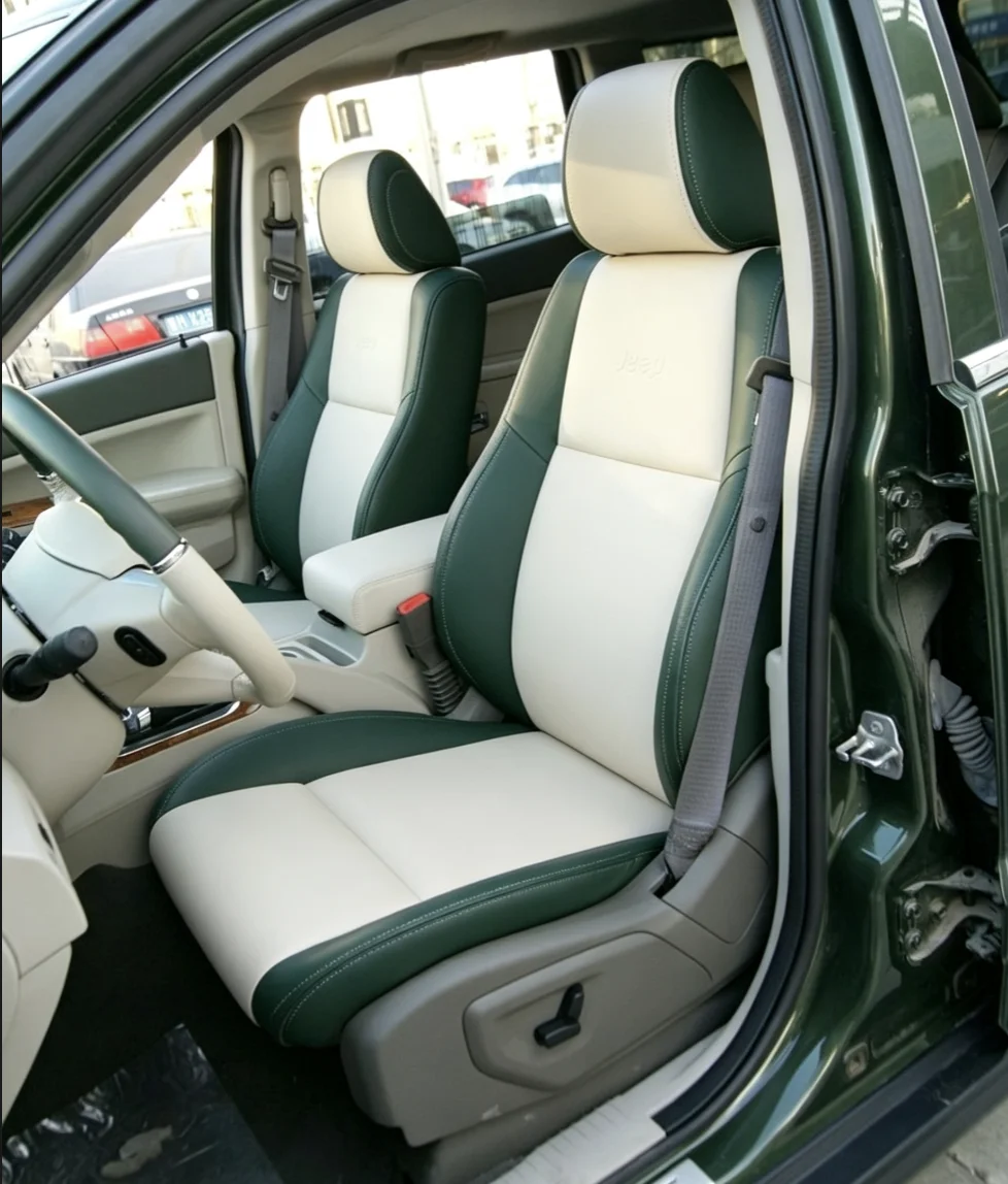 Für Jeep Grand Cherokee 2007~2010 Maßgefertigte Autositzbezüge Luxuriöses Nappaleder 100% Passgenau Innenausstattung 360 ° Vollständige Abdeckung – Detail 4