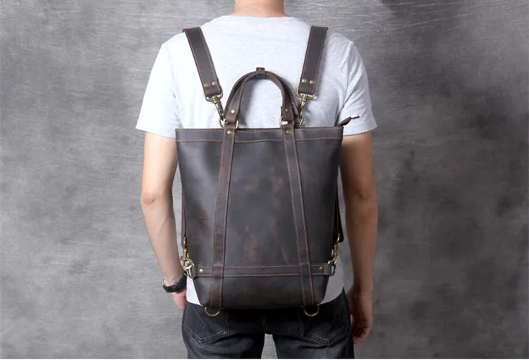 Bolso Retro de cuero Crazy Horse para hombre, maletín portátil multiusos con personalidad para ordenador portátil