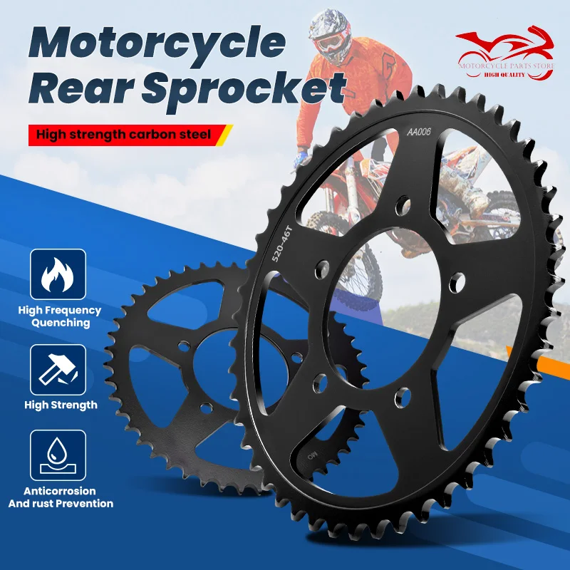 520 46T 47T  Rear Sprocket For Suzuki GSR250 12-17 GSX 250 17-19 GW250 12-17 SFV650 SV650 16-22 SV 650 DL250 GSR 250 GW 250 SFV