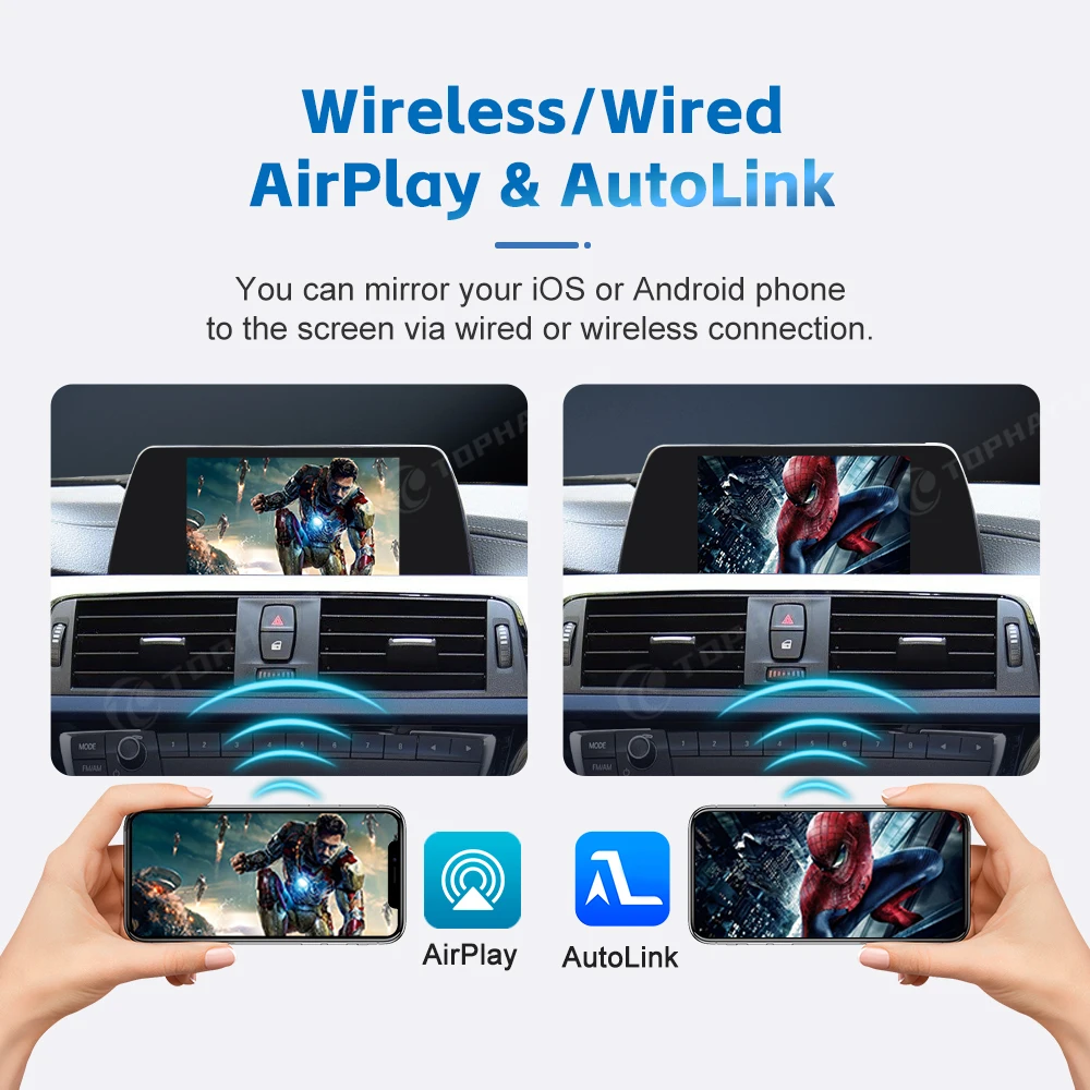 محول CarPlay Android Auto اللاسلكي الكل في واحد لسيارة BMW X3/X4، موسيقى ملاحة شاشة الهاتف بدون خياطة مع AirPlay.