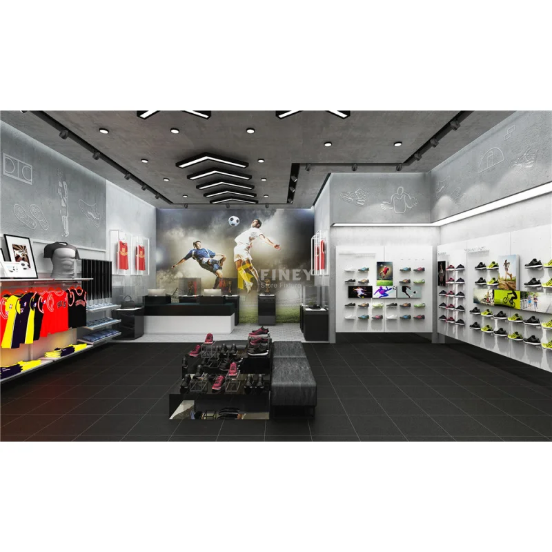 （customized）Custom Sport Clothes Shop Interior Design Retail Sport Display Rack Shelves Store Fitting Store Decoration