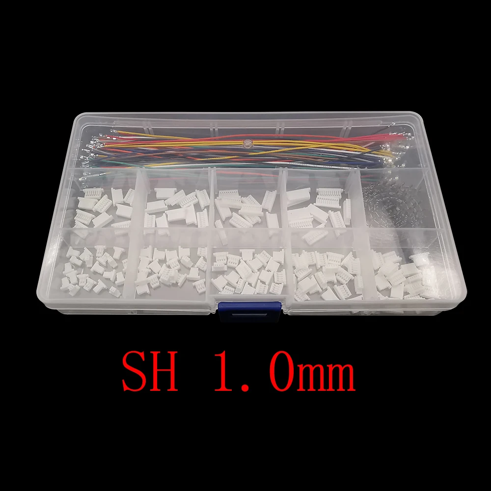 

1Box SH1.0 Female Plastic Housing 2/3/4/5/6/7/8/9/10 Pin Connectors Kit Crimp Terminal and Pre-Crimped 28AWG PVC Cables Wire