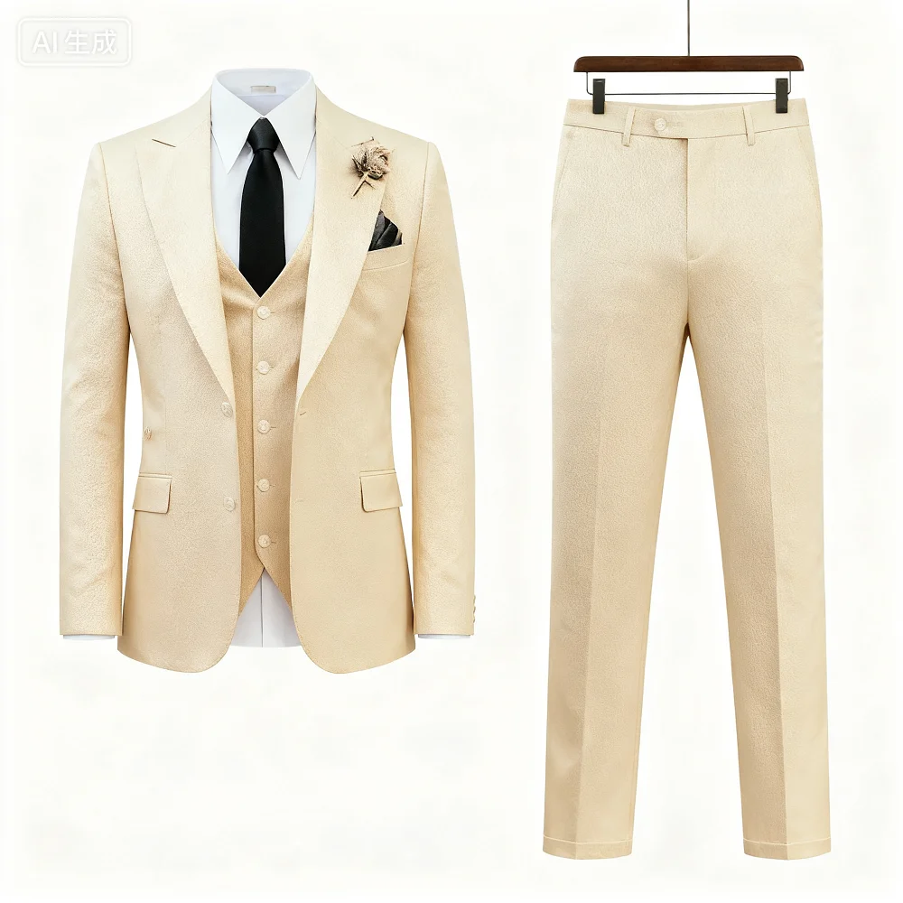 

Elegant Brown Wedding Tuxedo for Men Slim Fit Peak Lapel Formal Groomsmen Suiting Mais Recentes Designs Terno Ho