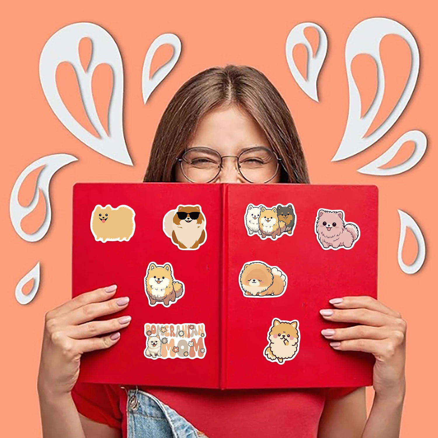 50pcs Cute Pomeranian Dog Sticker Pet For IPad Computer Luggage Laptop Phone Stickers Waterproof Vinyl Decal Toys Decor