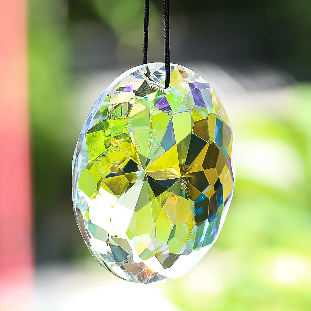 60mm Mandala Suncatcher Crystal Prisms Hanging Flower Faceted Glass Chandelier Pendant Light Rainbow Catcher Home Garden Decor