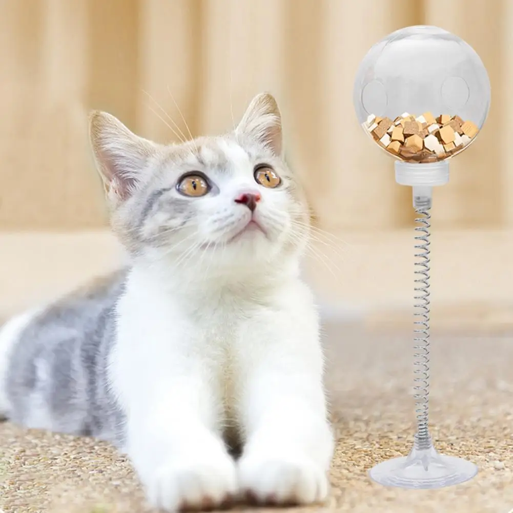 Food-powered Cat Toy Slow Feeder 360-degree Rotation Cat Food Leakage Ball with Suction Cup Prevent Indigestion Self for Cats