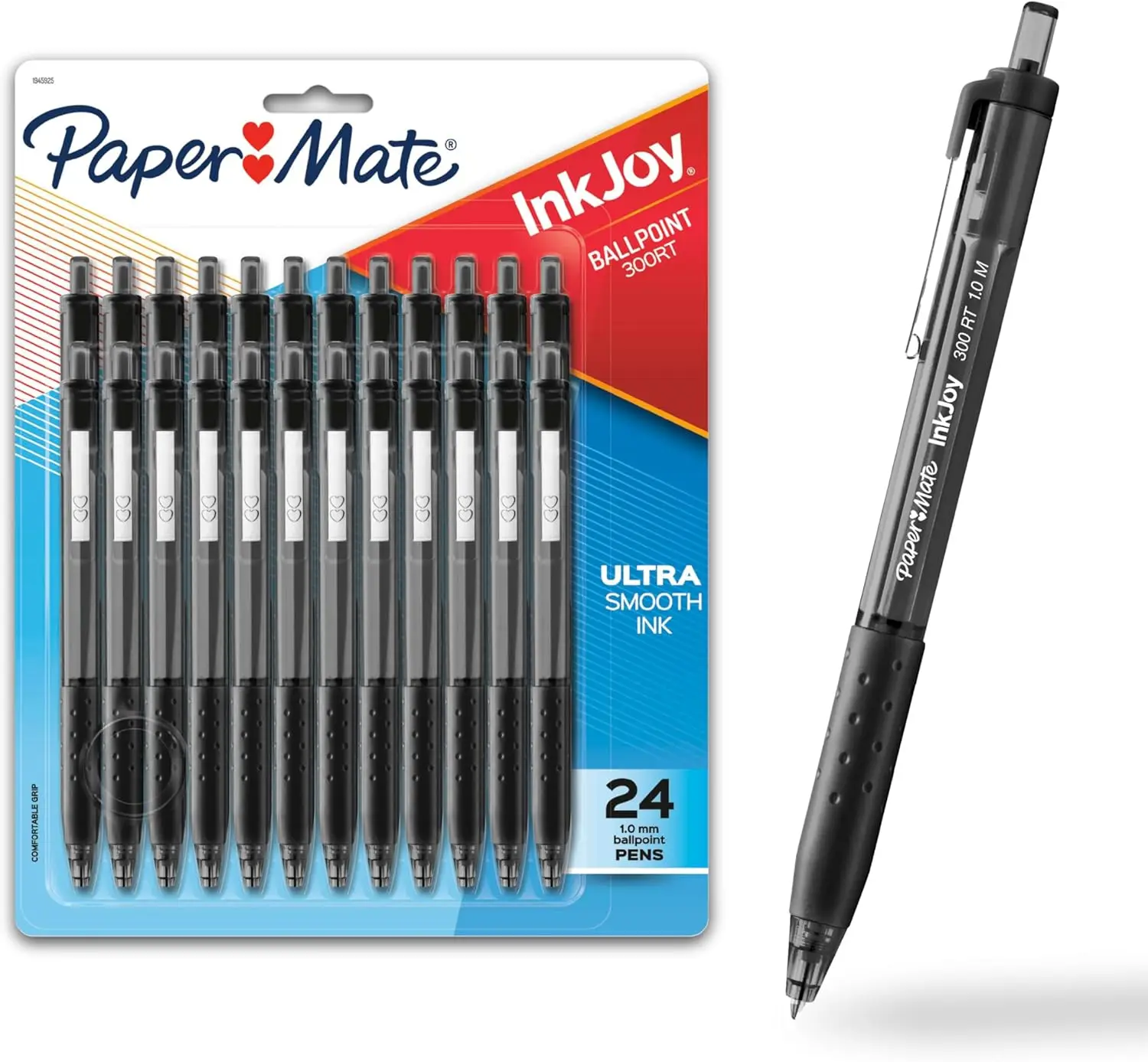 

Smooth Writing Retractable Ballpoint Pens, Medium Point 1.0mm Black Ink, 24 Count Pack for Office, School & Home Use