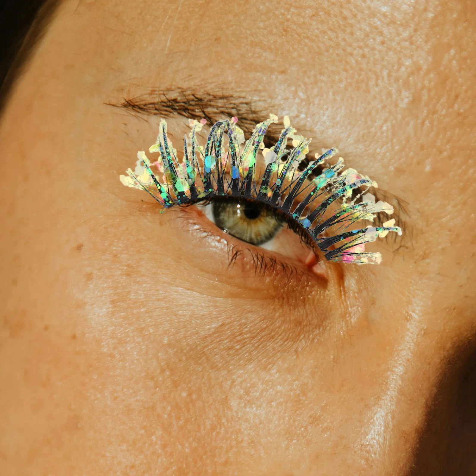 

2 Pairs 3d False Eyelashes Dramatic Cosplay Clusters Glitter Powder Colors Makeup Artificial Fiber