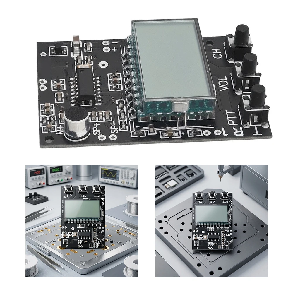 For DIY Projects LCD Display Board Audio Transceiver Module Black Real Time LCD Display Module 7 Selectable Channels