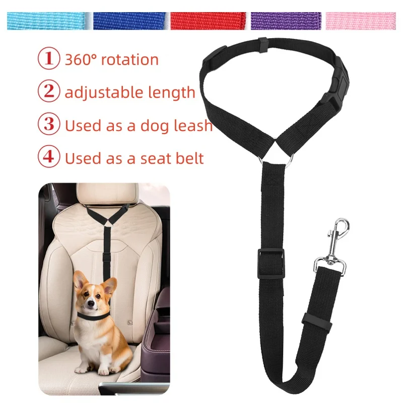 Adjustable Anti-Escape Pet Car Seat Belt Dog Cat Headrest Safety Restraint Rope Portable Travel Safety Leash For Pets