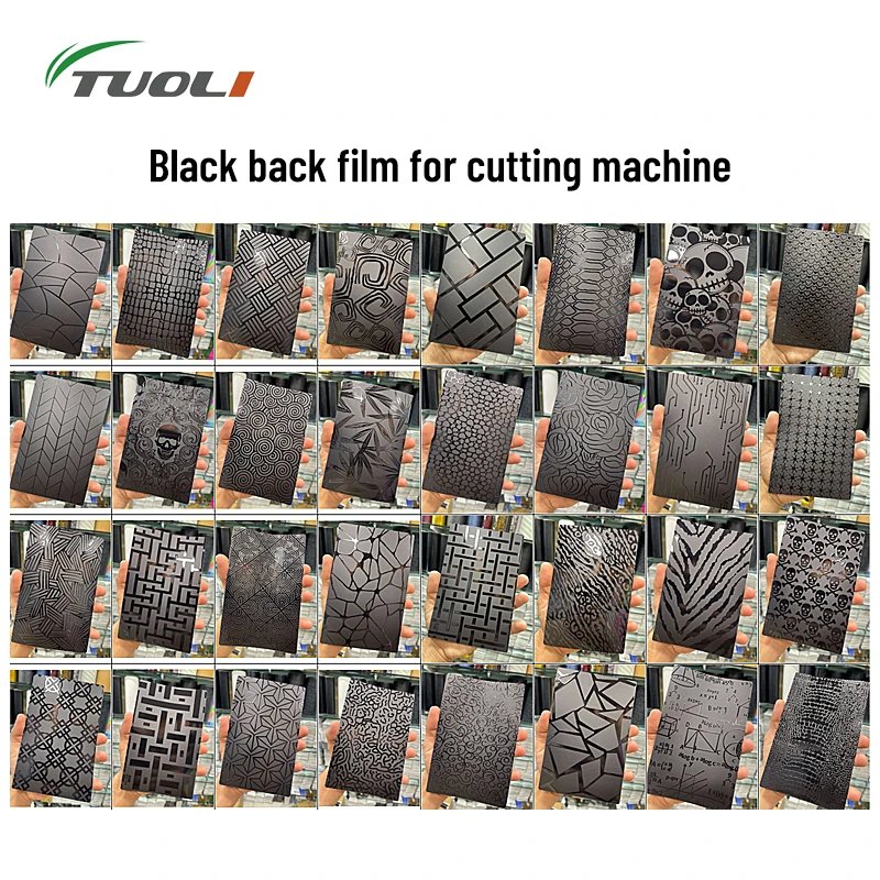 TUOLI Black 3D Embossed Texture Back Skin Film Protector Sticker For Blade Laser Cutting Machine Cellphone Decorative Sheet