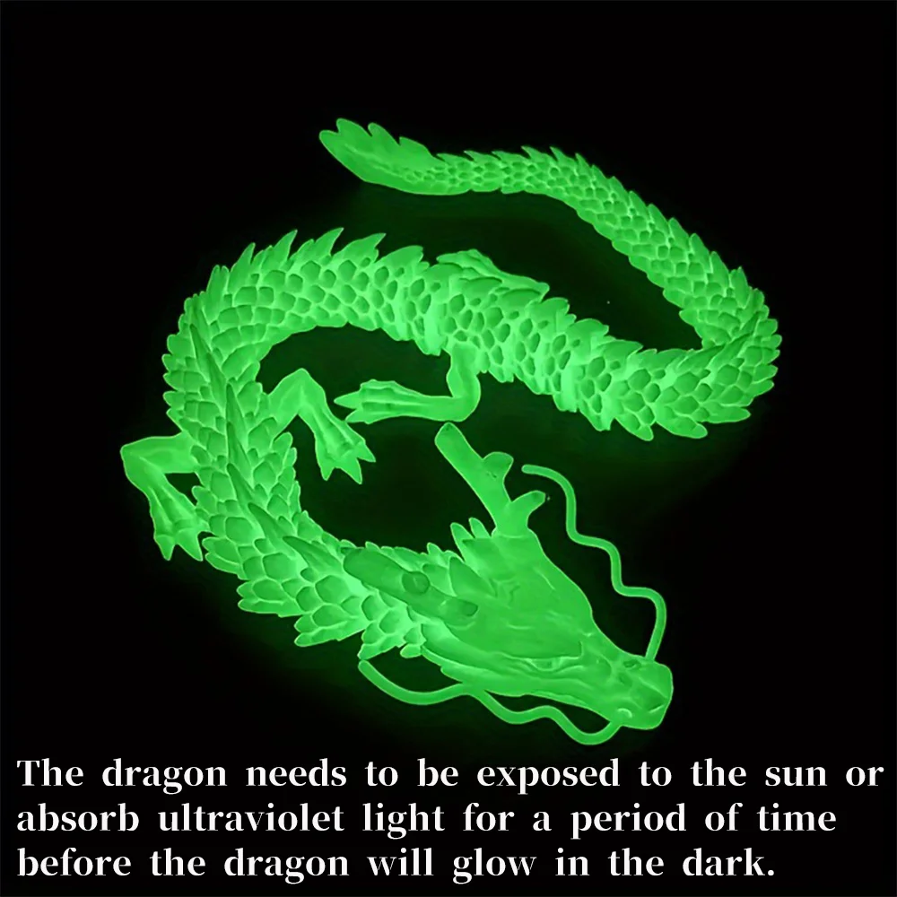 Luminous 3D Printed Dragon Figures Decor Toy Multi-Jointed Movable Articulated Dragon Toy for Home Car Tabletop Ornament