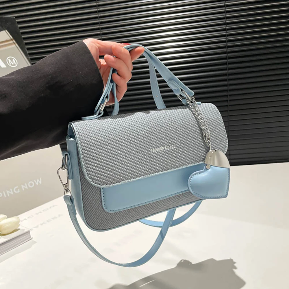 

2025 Fashion Patchwork One Shoulde Bag Women Trendy Square Versatile Handbags Buckle Zipper Chic All-Match Crossbody Bags