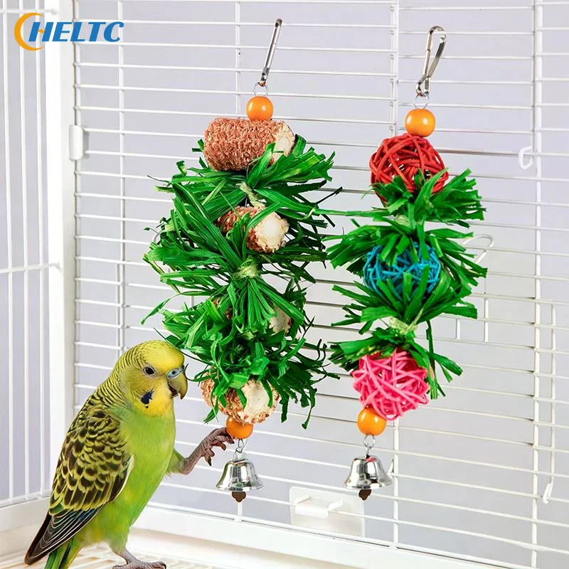 1/2Pcs Parrot Chew Toys Natural Corn Husk Ball Cob String For Cockatiel Lovebird Hanging Foraging Bird Toys