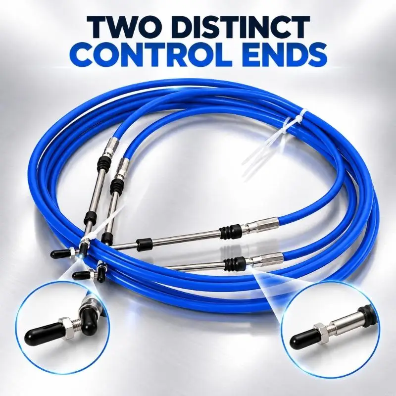 Motor Control Cable, Throttle Shifts Remote Control Box Cable Pair with Stainless Steel Inner Cables and Fitted X37F