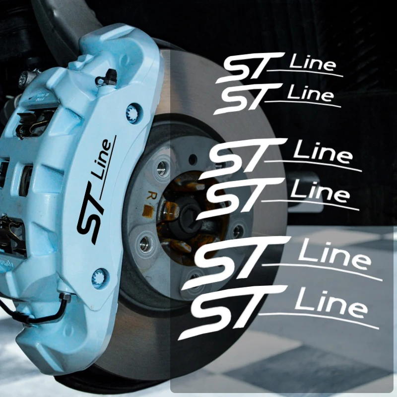 6 pieces of Ford ST line logo car stickers, caliper cover modification decoration, suitable for Fusion Focus Kuga RANGER FIESTA