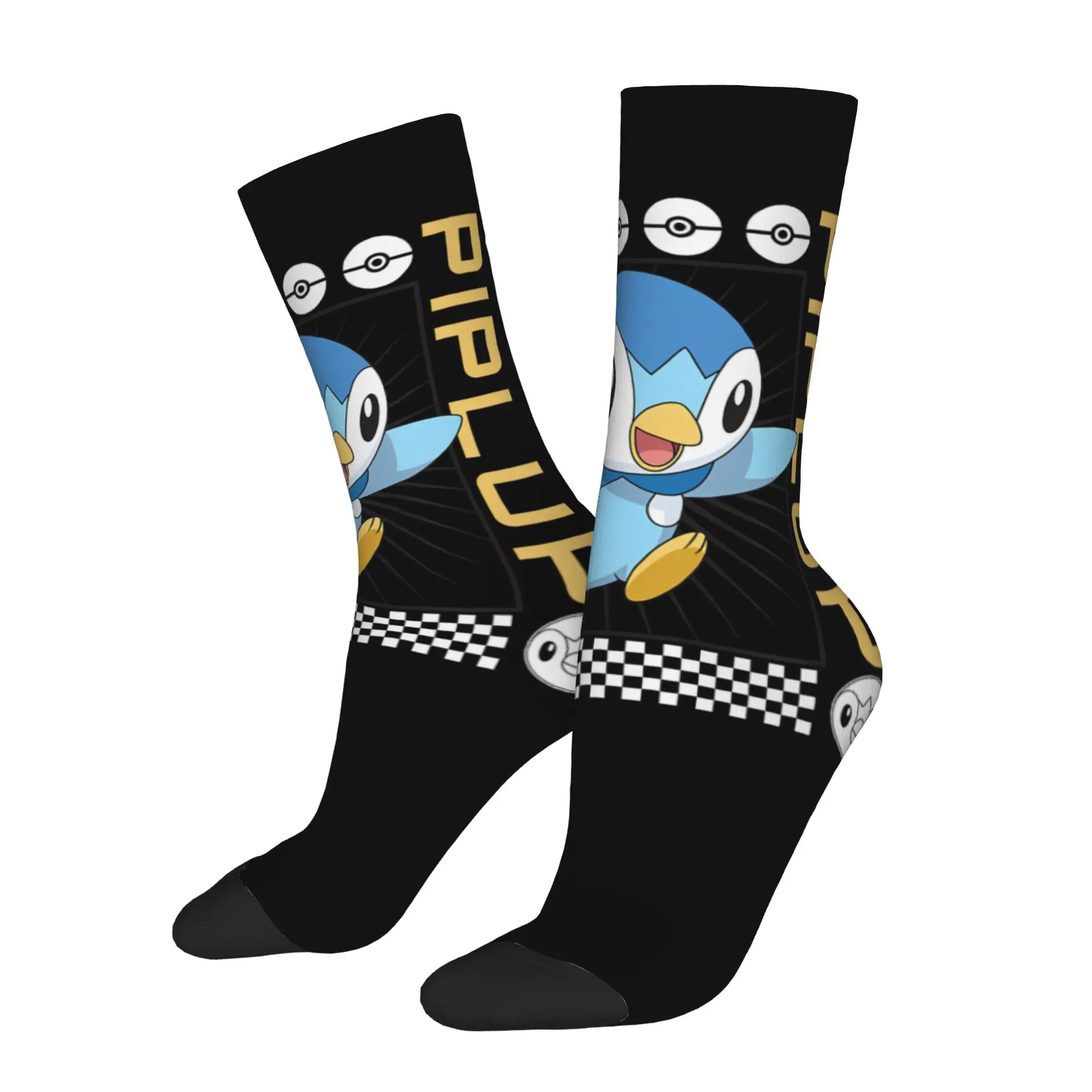 sports socks Pokemon   Piplup Water Type Generation IV Sinnoh Starter Vintage Street Style Novelty Casual Crew Crazy Sock