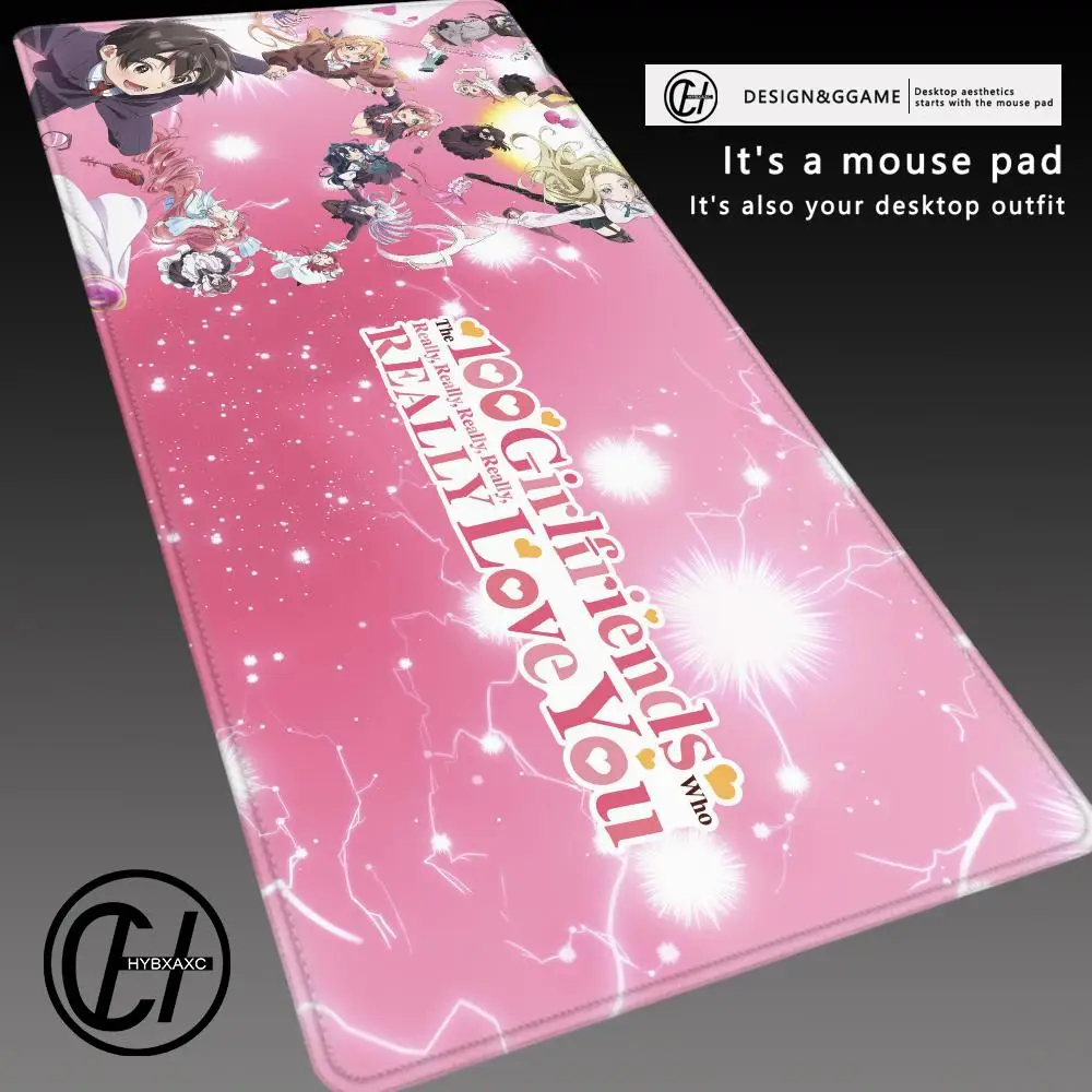 Anime The 100 Girlfriends Who REALLY Love You Gaming Mouse Pad Non-Slip Lock Stitched Edge Large Office Desk Mat For Computer