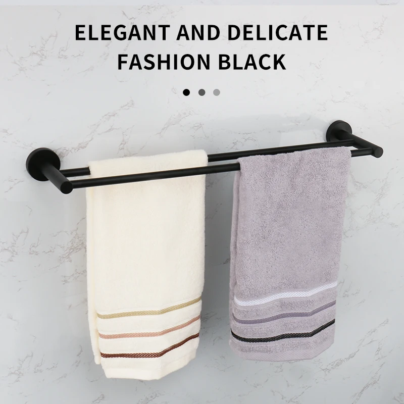 Double Towel Rack Bathroom Accessories Wall Mount Shower Hanger Matte Black Nickel Rose Gold Chromr Brushed Gold