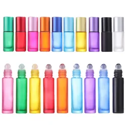 5ml 10ml Natural Gem Crystal Roller Ball Glass Roll on Bottle Empty for Perfume Aromatherapy Essential Oils Refill Mini Portable